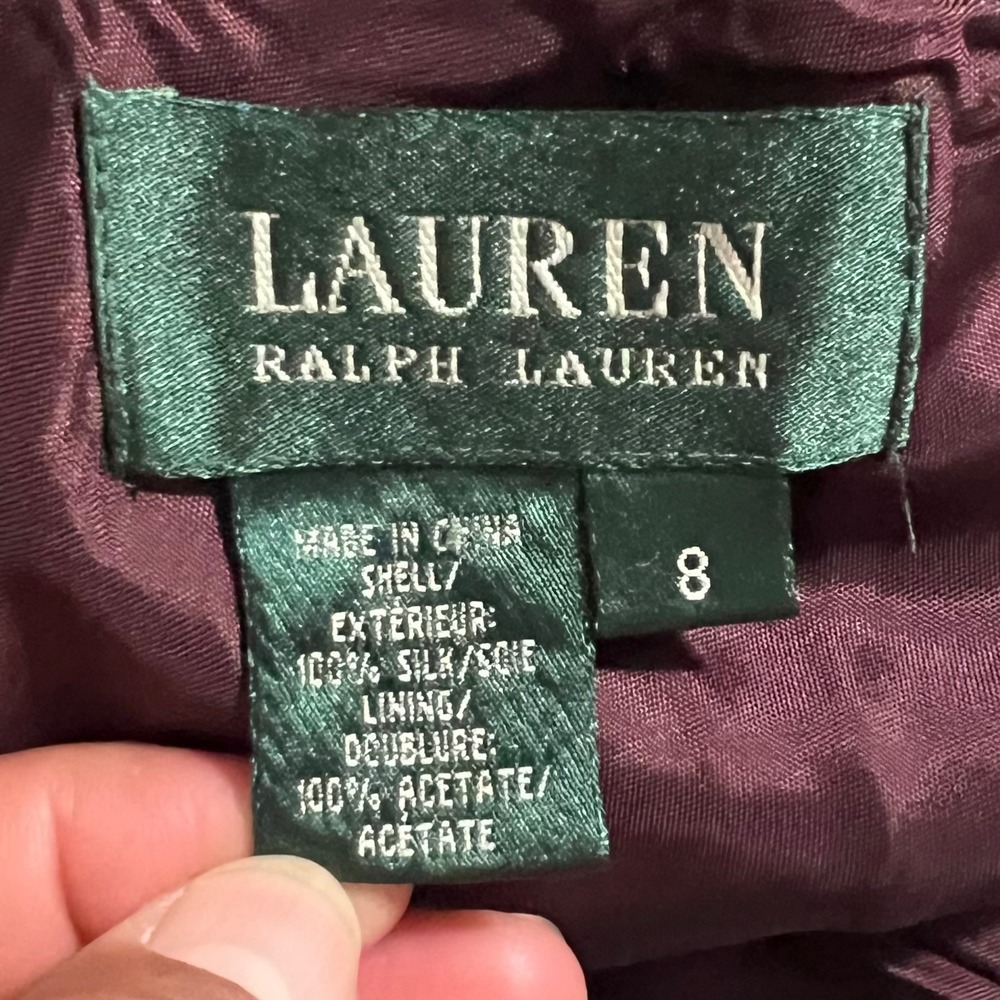 Lauren Ralph Lauren Plum Purple 100% Silk High-Low Mermaid Midi Skirt Size 8 - Picture 9 of 10